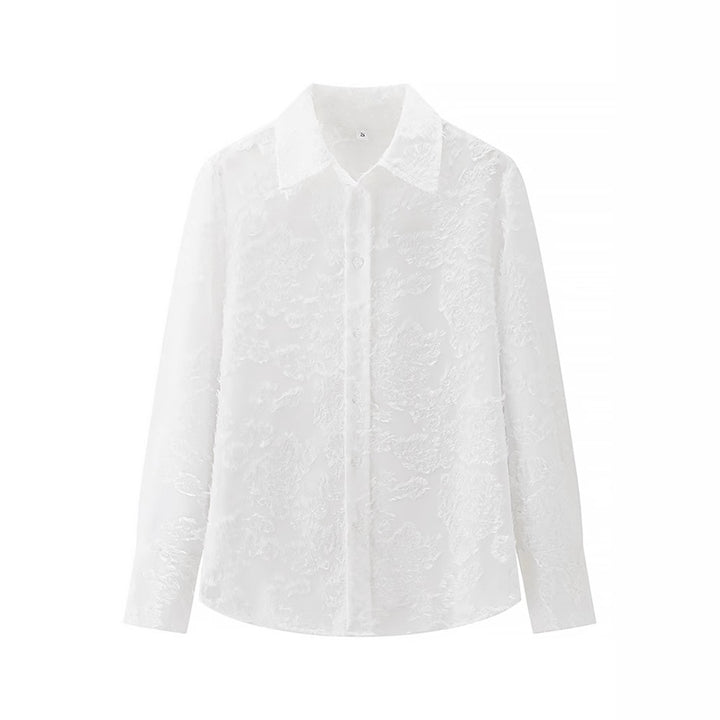 Damer Elegant Blus med blommönster broderidesign och fin transparens Mirla-Eva Jonsson