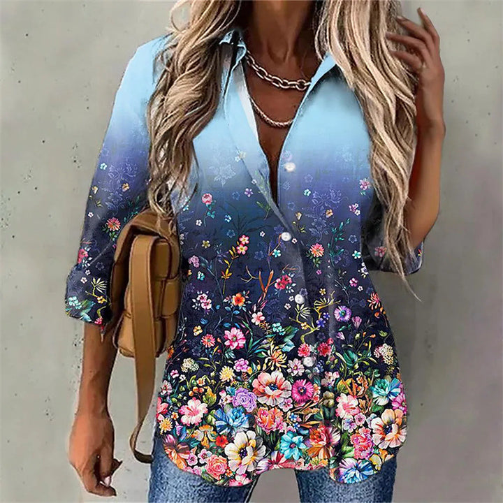 Damer Elegant Blus med blommönster och Ombre-effekt Eva Jonsson-Eva Jonsson