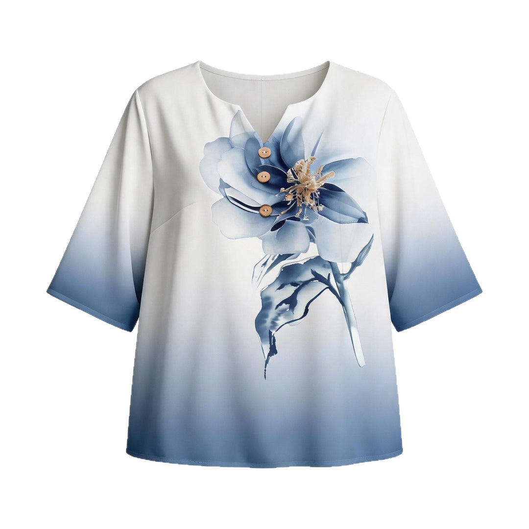 Damer Elegant Blus med blommönster och knappslå Mirla-Eva Jonsson