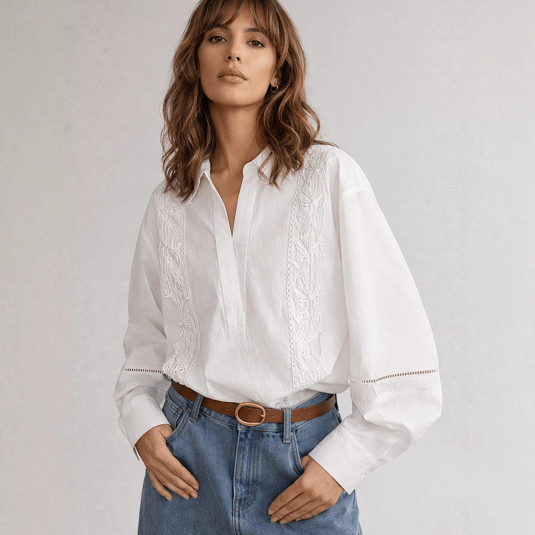 Damer Elegant Blus med fina broderidetaljer Mirla-Eva Jonsson