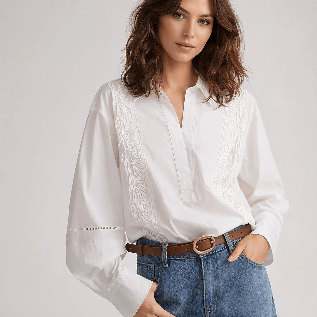 Damer Elegant Blus med fina broderidetaljer Mirla-Eva Jonsson