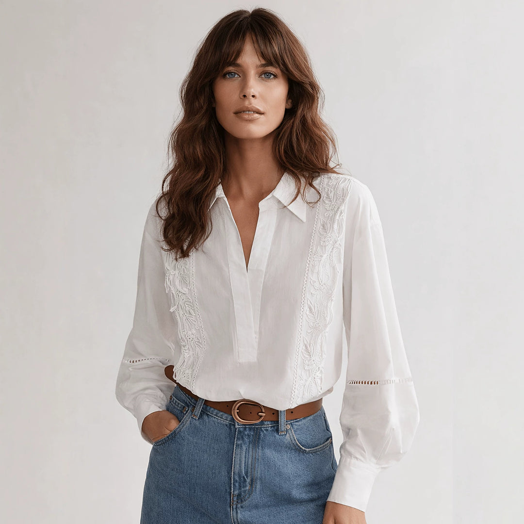Damer Elegant Blus med fina broderidetaljer Mirla-Eva Jonsson