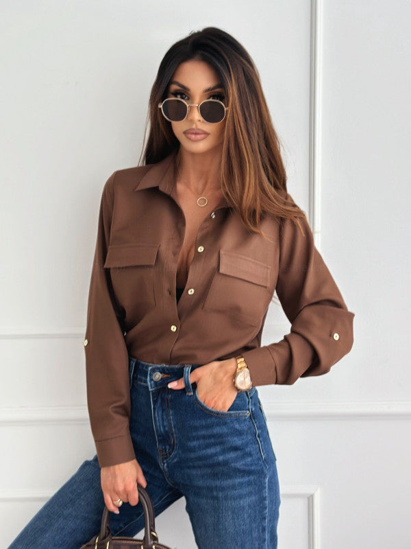 Damer Elegant Blus med klassiska knapppdetaljer och högkvalitativ satinfinish Mirla-Eva Jonsson