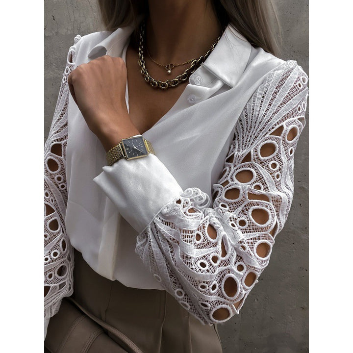 Damer Elegant Blus med romantiska spetsärmar Mirla-Eva Jonsson
