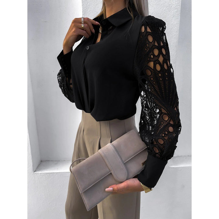 Damer Elegant Blus med romantiska spetsärmar Mirla-Eva Jonsson