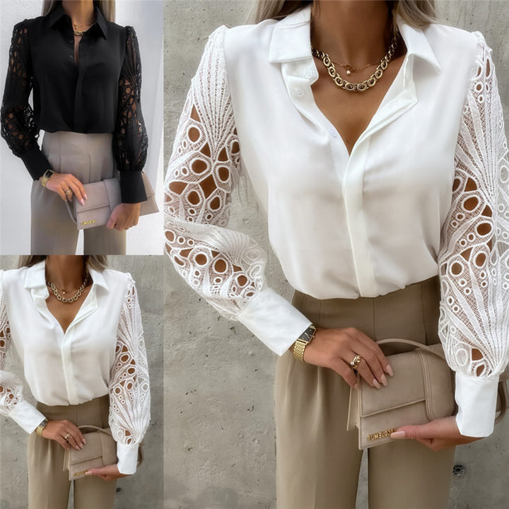 Damer Elegant Blus med romantiska spetsärmar Mirla-Eva Jonsson