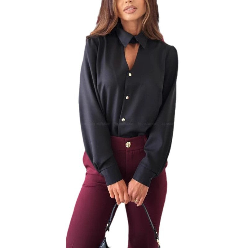 Damer Elegant Blus med snygg krage och dekorativa knappar Mirla-Eva Jonsson