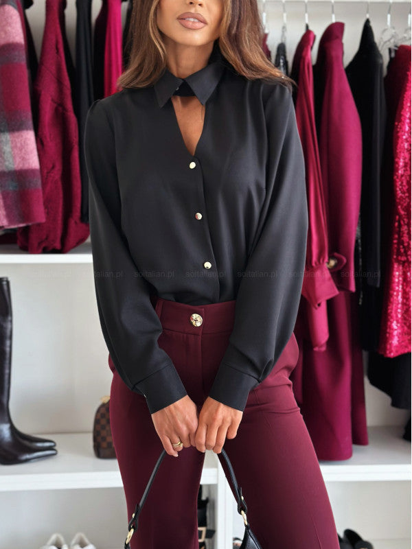 Damer Elegant Blus med snygg krage och dekorativa knappar Mirla-Eva Jonsson