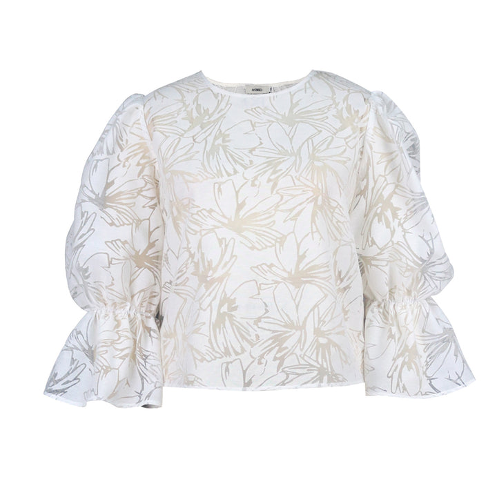 Damer Elegant Blus med voluminösa ärmar och blommönster Mirla-Eva Jonsson