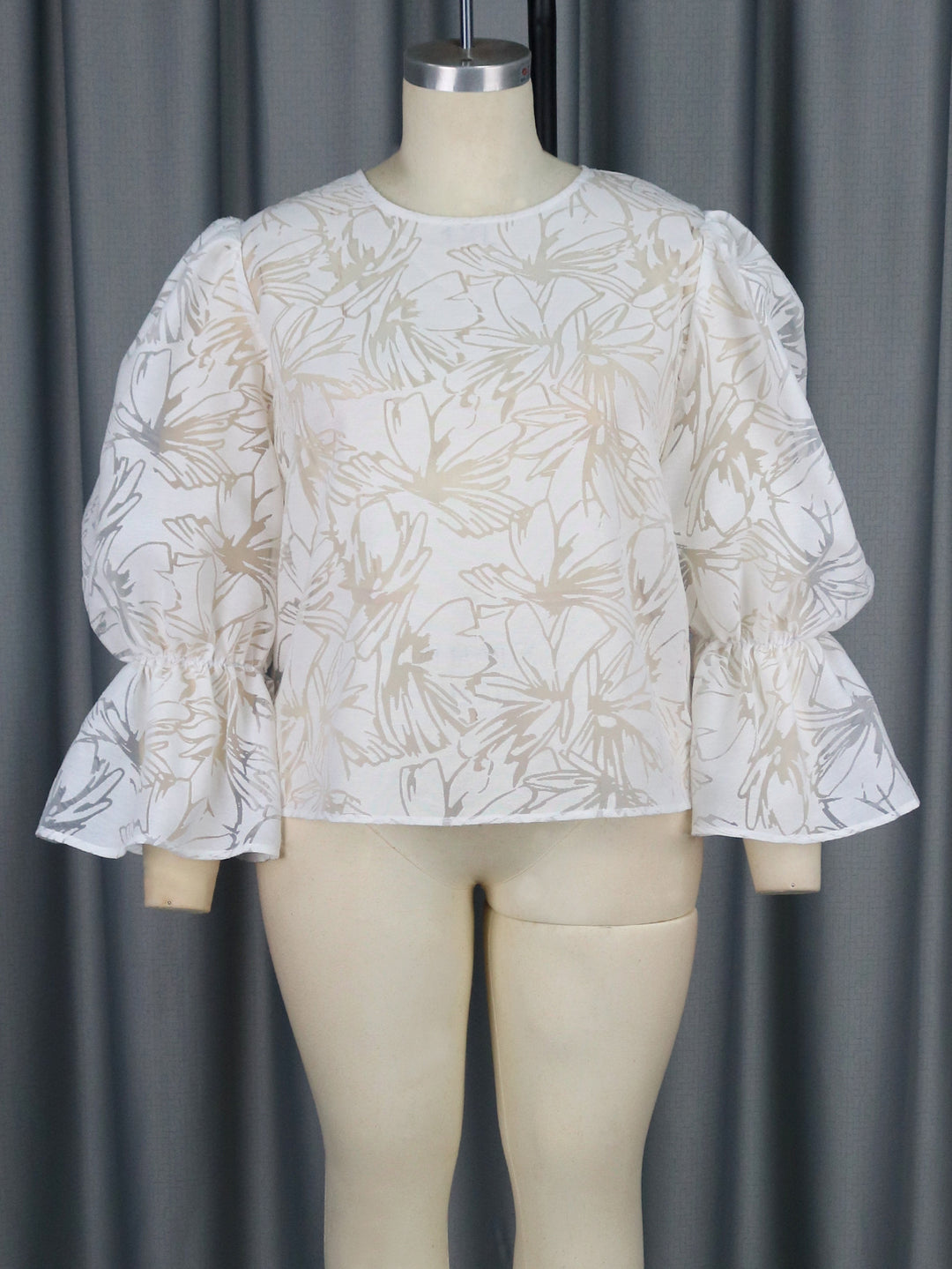 Damer Elegant Blus med voluminösa ärmar och blommönster Mirla-Eva Jonsson
