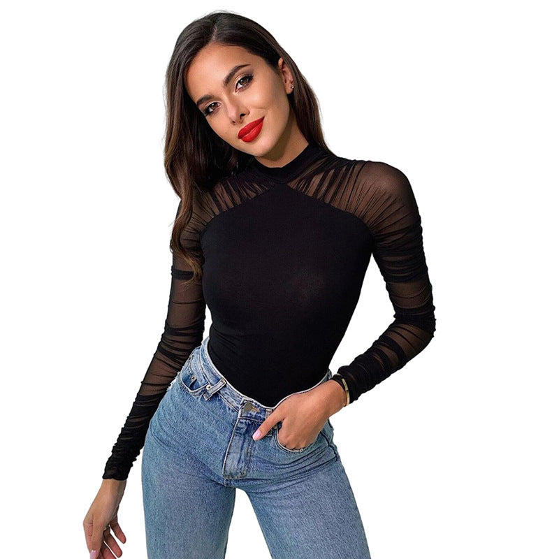 Damer Elegant Body med transparenta ärmar och speciella draperingar Mirla-Eva Jonsson