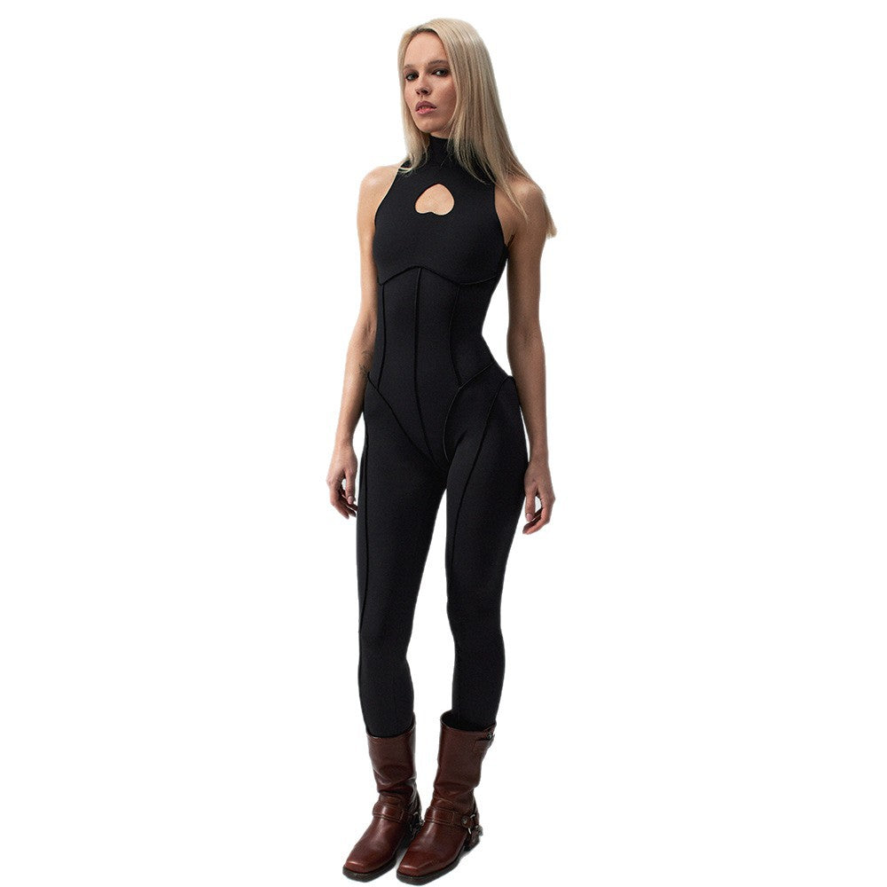 Damer Elegant Bodycon-klänning med hjärtformad halsringning och hög krage Mirla-Eva Jonsson