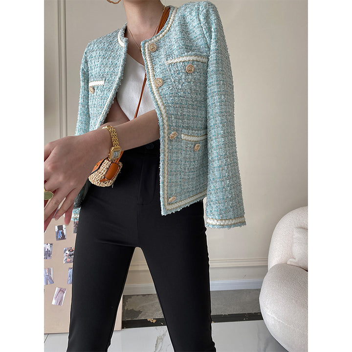 Damer Elegant Boucle Jacka med Dekorativa Knappar Mirla-Eva Jonsson