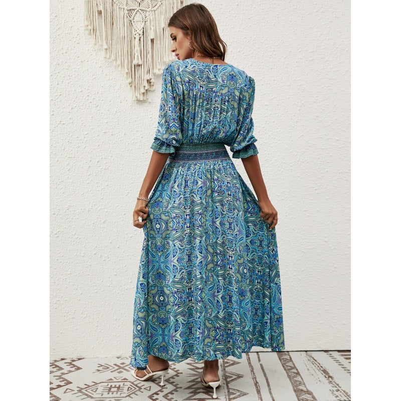 Damer Elegant Button-Up Maxi Klänning med Sidöppning och Dragsko Midja Eva Jonsson-Eva Jonsson