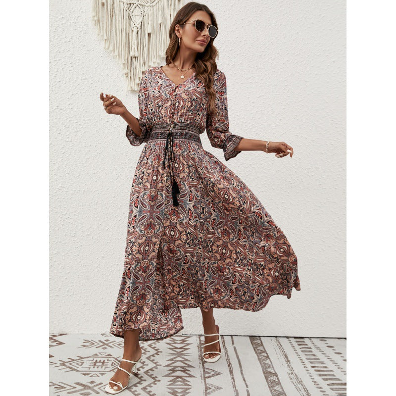 Damer Elegant Button-Up Maxi Klänning med Sidöppning och Dragsko Midja Eva Jonsson-Eva Jonsson