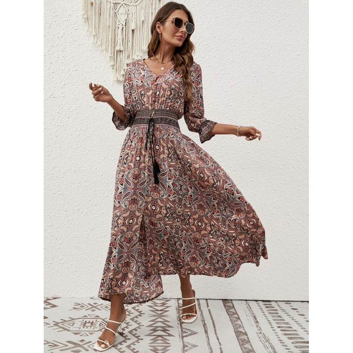 Damer Elegant Button-Up Maxi Klänning med Sidöppning och Dragsko Midja Eva Jonsson-Eva Jonsson