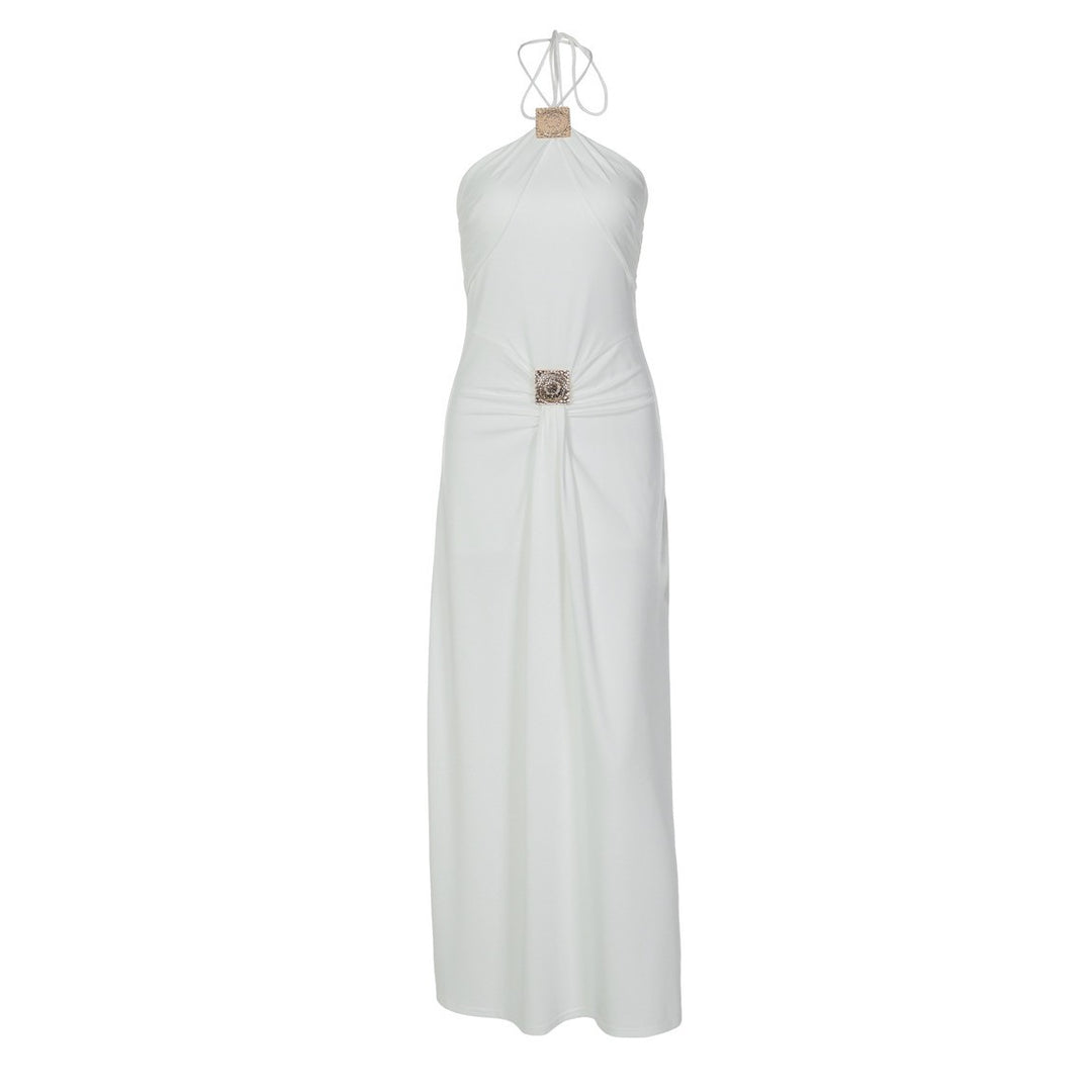 Damer Elegant Chiffonklänning med raffinerat Halterneck Drupe-Eva Jonsson