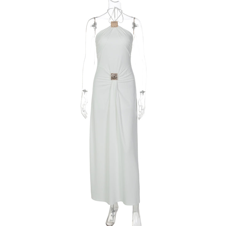 Damer Elegant Chiffonklänning med raffinerat Halterneck Drupe-Eva Jonsson