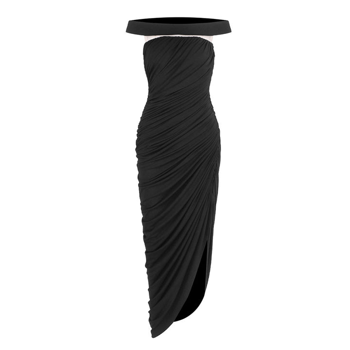 Damer Elegant Cleopatra-klänning med djup utskärning och draperad kjol Mirla-Eva Jonsson