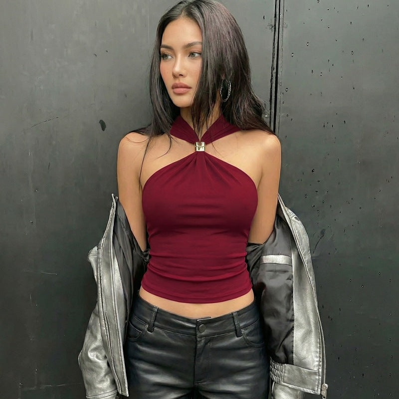 Damer Elegant Crop Top med innovativt Halterdesign Mirla-Eva Jonsson