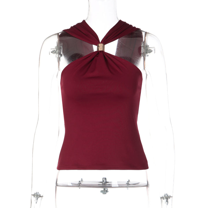 Damer Elegant Crop Top med innovativt Halterdesign Mirla-Eva Jonsson