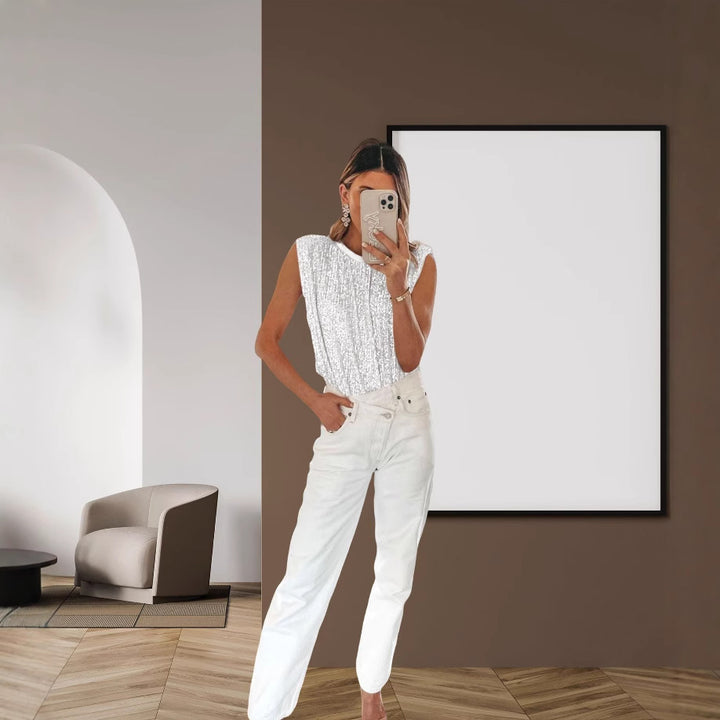 Damer Elegant Crop-Top med strukturerad design och vid skärning Mirla-Eva Jonsson