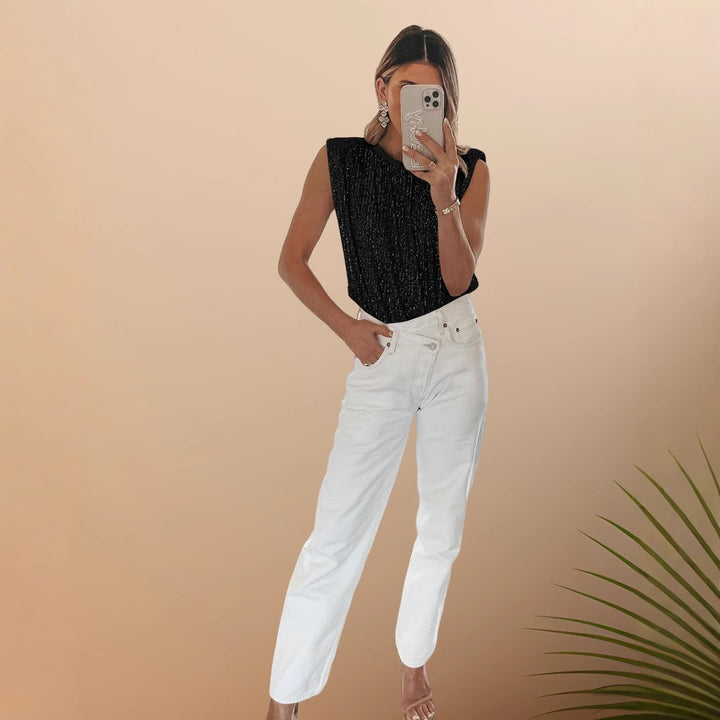 Damer Elegant Crop-Top med strukturerad design och vid skärning Mirla-Eva Jonsson