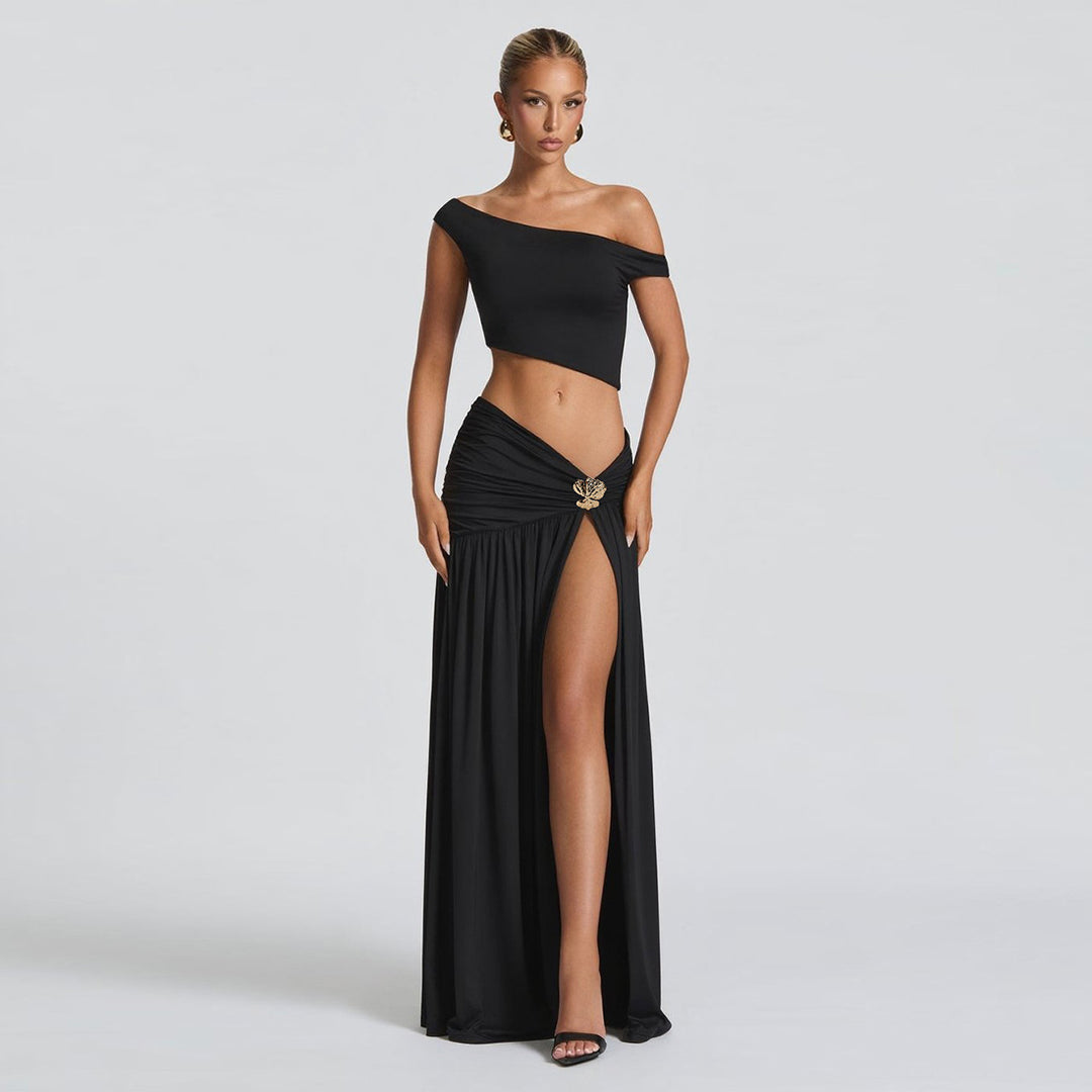 Damer Elegant Crop Top och Högskuren Maxi-Kjol Set Mirla-Eva Jonsson