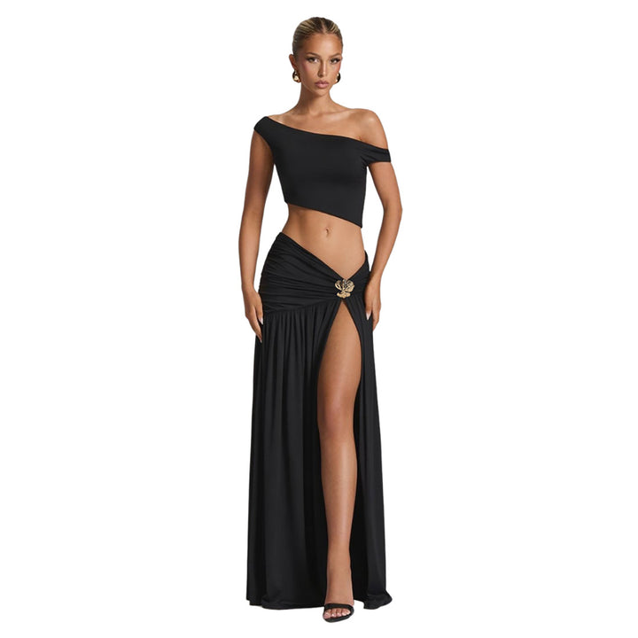 Damer Elegant Crop Top och Högskuren Maxi-Kjol Set Mirla-Eva Jonsson