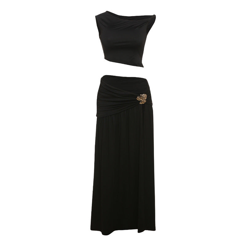 Damer Elegant Crop Top och Högskuren Maxi-Kjol Set Mirla-Eva Jonsson