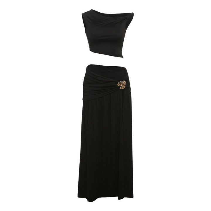 Damer Elegant Crop Top och Högskuren Maxi-Kjol Set Mirla-Eva Jonsson