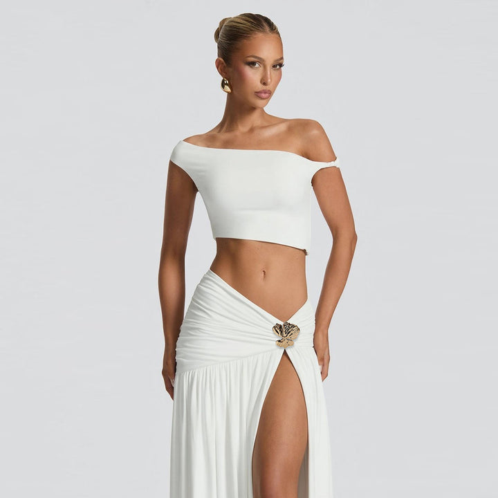 Damer Elegant Crop Top och Högskuren Maxi-Kjol Set Mirla-Eva Jonsson