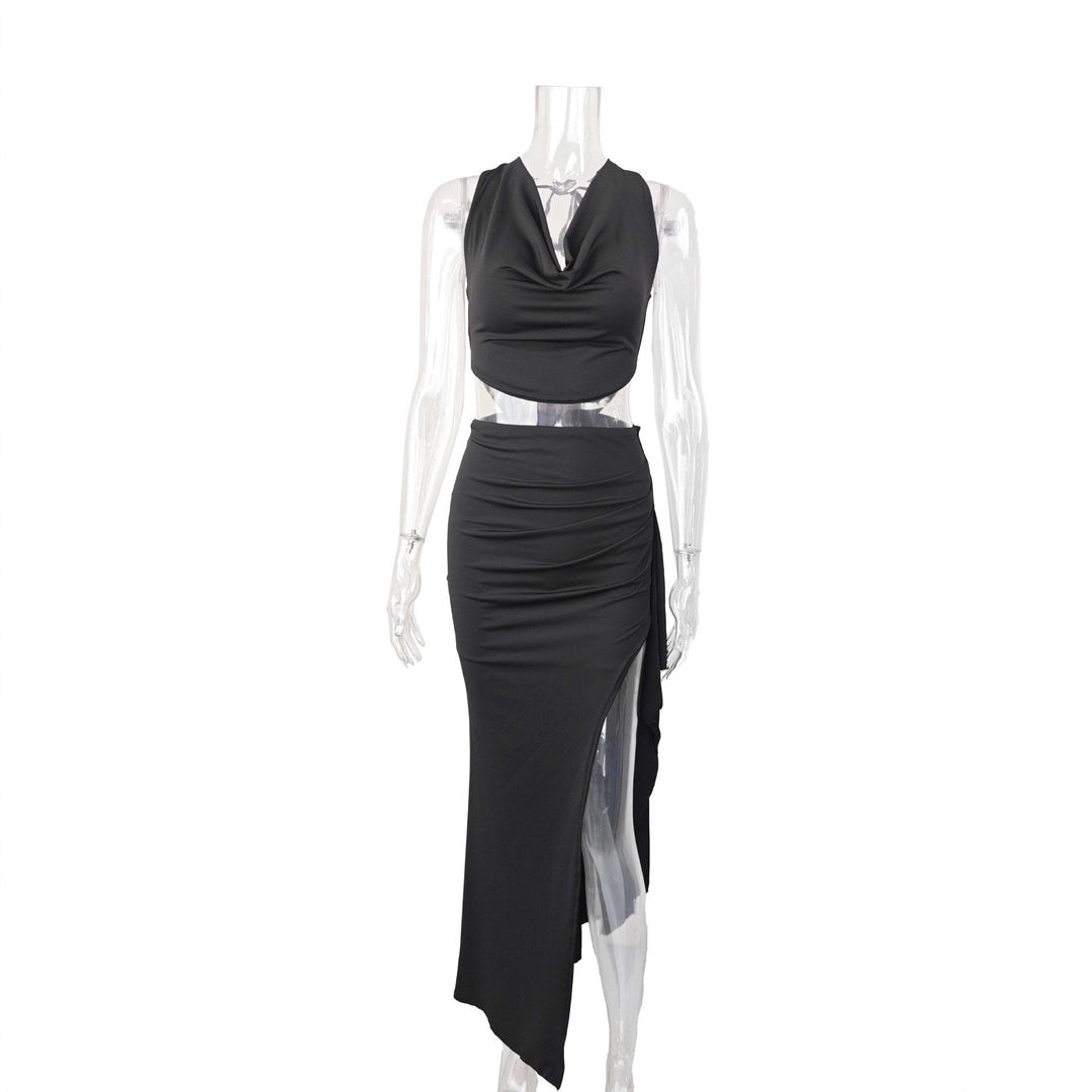 Damer Elegant Crop-Top och Maxi-Kjol Set med hög slits Mirla-Eva Jonsson