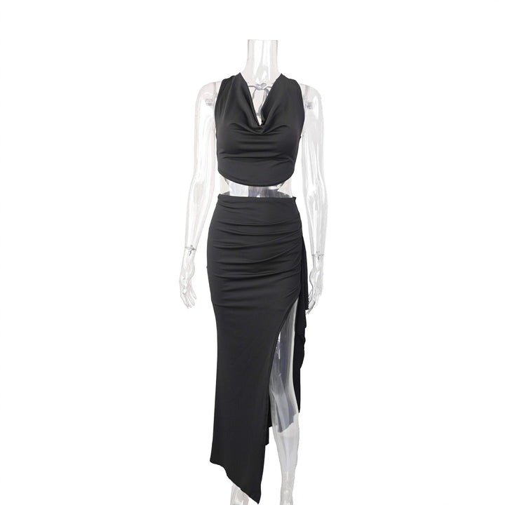 Damer Elegant Crop-Top och Maxi-Kjol Set med hög slits Mirla-Eva Jonsson