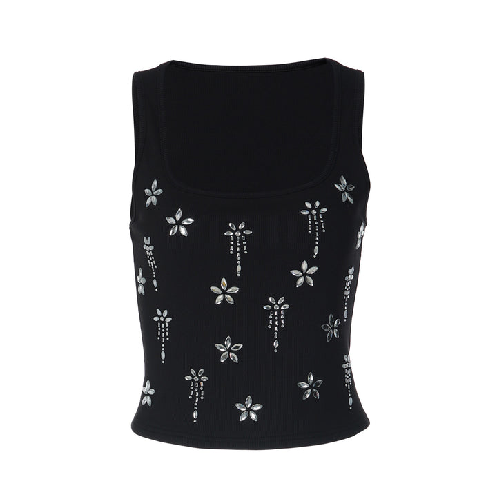 Damer Elegant Cropped Top med florala Strassdetaljer Mirla-Eva Jonsson