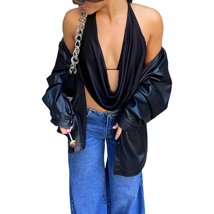 Damer Elegant Cross-Over-Topp med djup urringning Mirla-Eva Jonsson