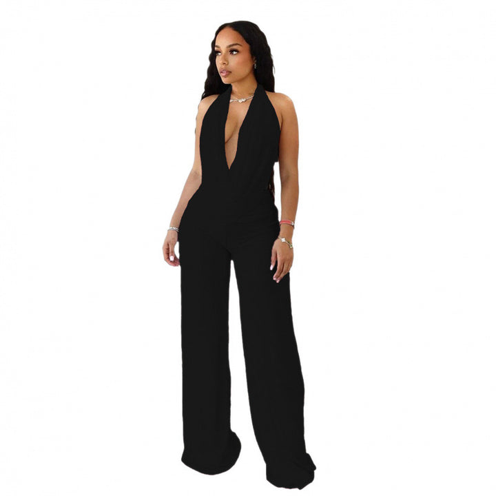 Damer Elegant Deep-V Jumpsuit med svängd rygg och vida ben Mirla-Eva Jonsson