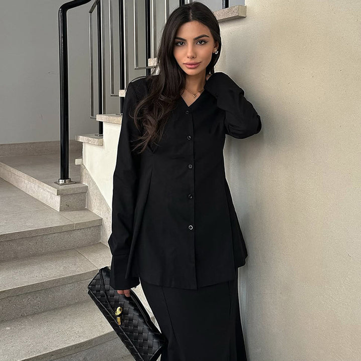 Damer Elegant Deux-Pieces-Set med svängande överdel och golvlång kjol Mirla-Eva Jonsson