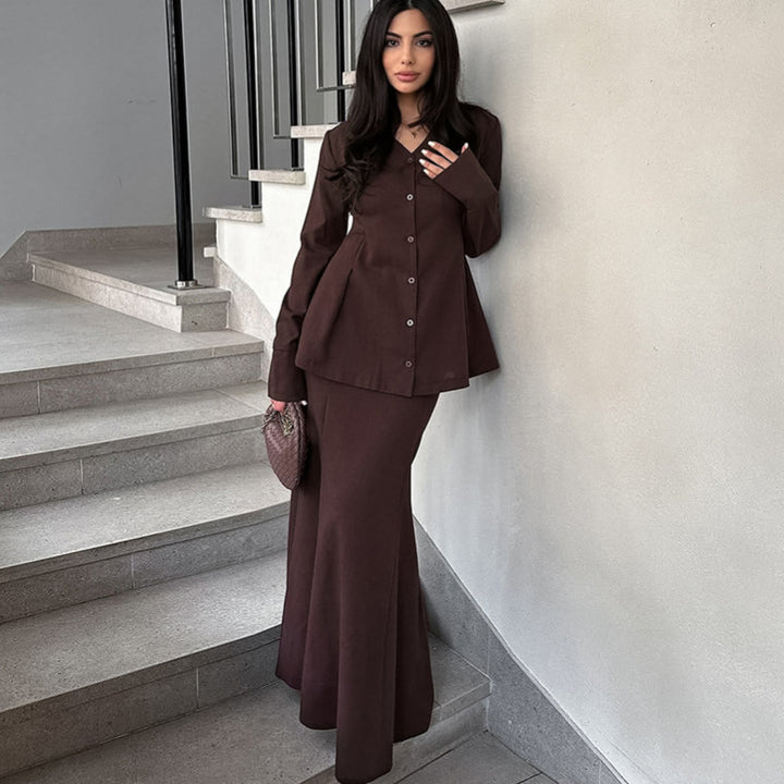 Damer Elegant Deux-Pieces-Set med svängande överdel och golvlång kjol Mirla-Eva Jonsson