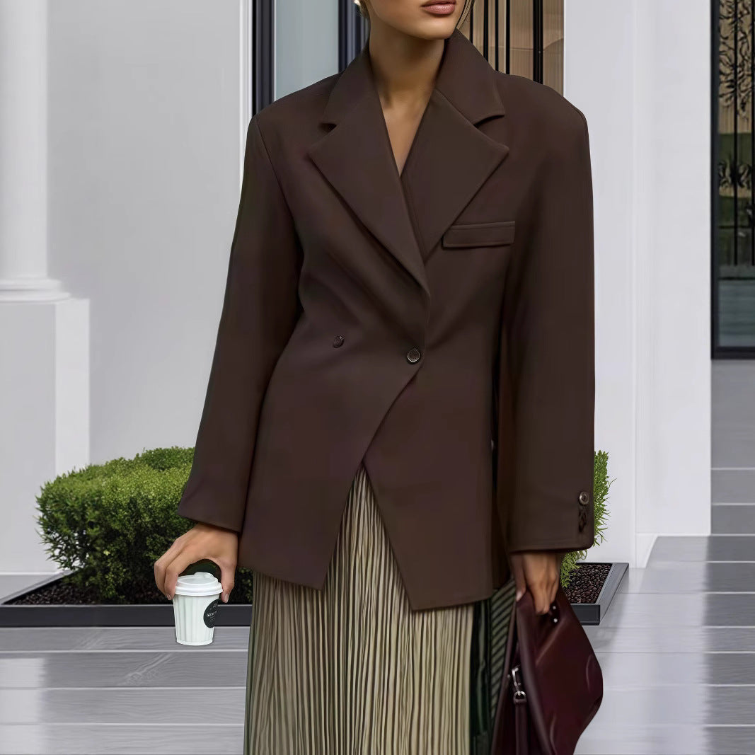 Damer Elegant Dubbelknäppt Blazer med ädel skärning och hög krage Mirla-Eva Jonsson