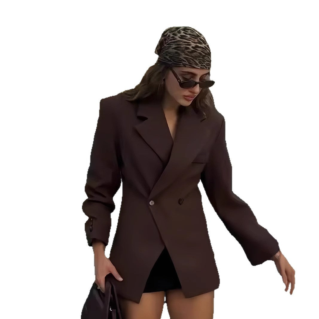 Damer Elegant Dubbelknäppt Blazer med ädel skärning och hög krage Mirla-Eva Jonsson