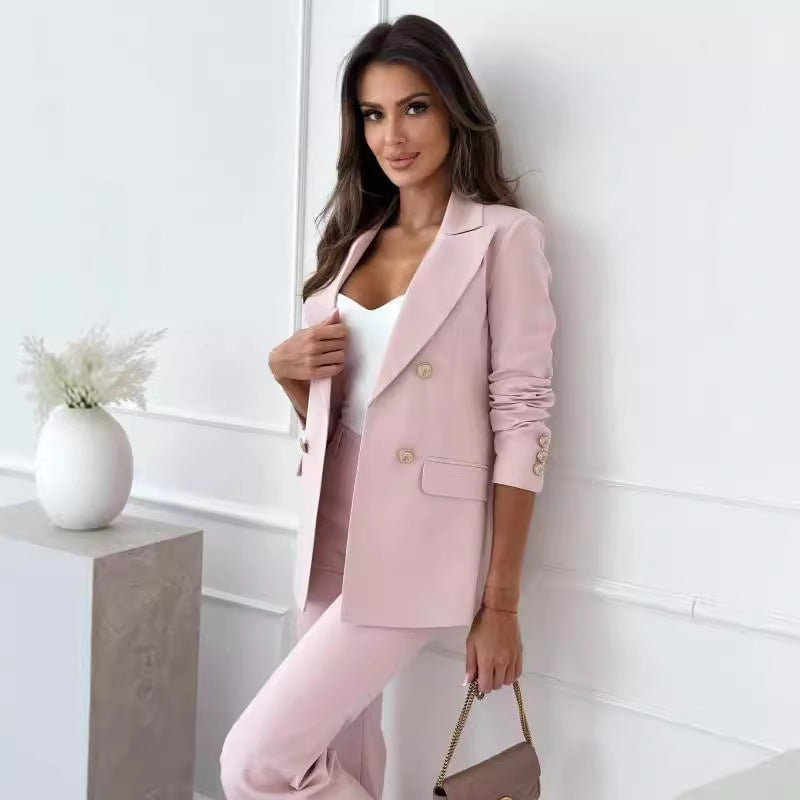 Damer Elegant Dubbelknäppt Blazer med gyllene knappar och modern passform Mirla-Eva Jonsson
