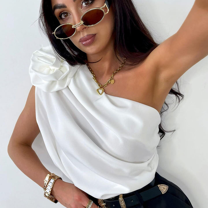 Damer Elegant En-Sleeve Topp med voluminöst Rynkdetalj Mirla-Eva Jonsson