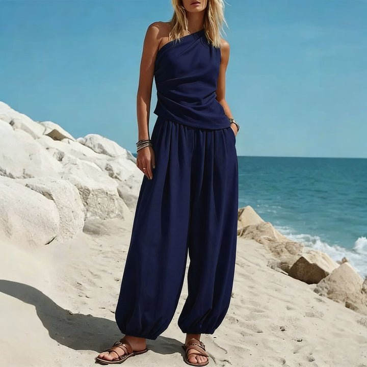Damer Elegant En-dels-outfit med Flödande Snitt och En-axel-design Mirla-Eva Jonsson
