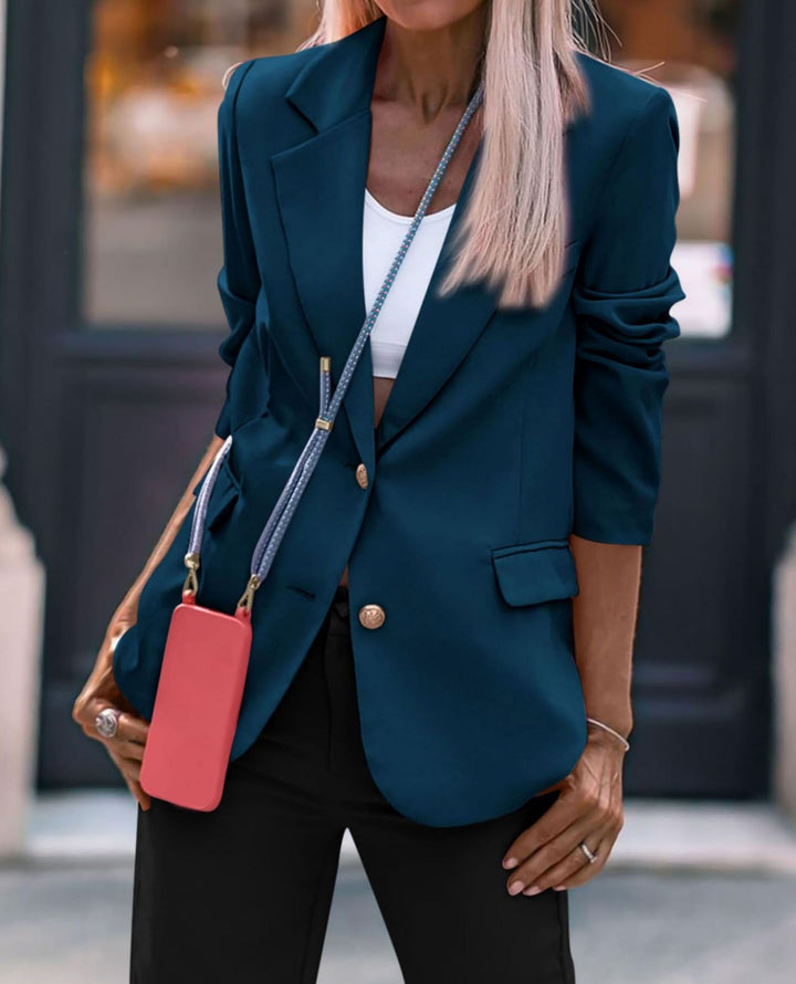 Damer Elegant Enknäppt Blazer med gyllene knappar och figursydd snitt Mirla-Eva Jonsson