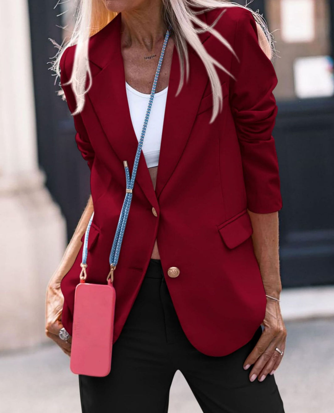 Damer Elegant Enknäppt Blazer med gyllene knappar och figursydd snitt Mirla-Eva Jonsson