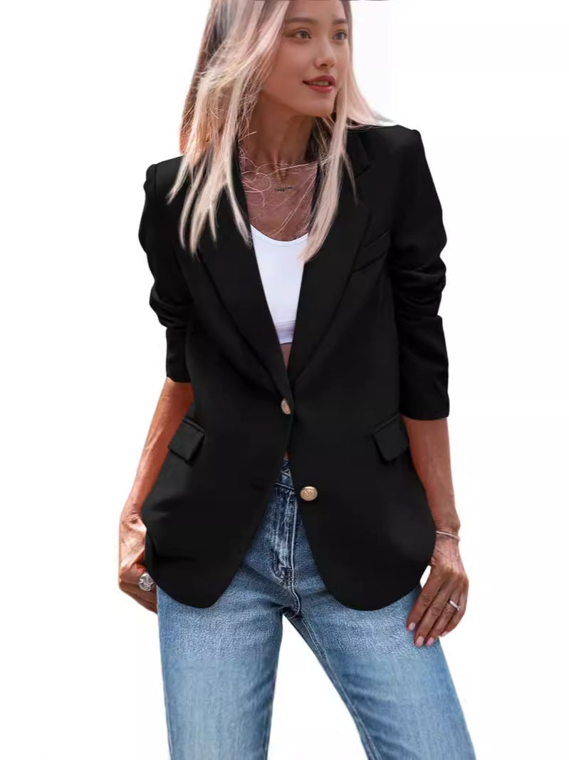 Damer Elegant Enknäppt Blazer med gyllene knappar och figursydd snitt Mirla-Eva Jonsson