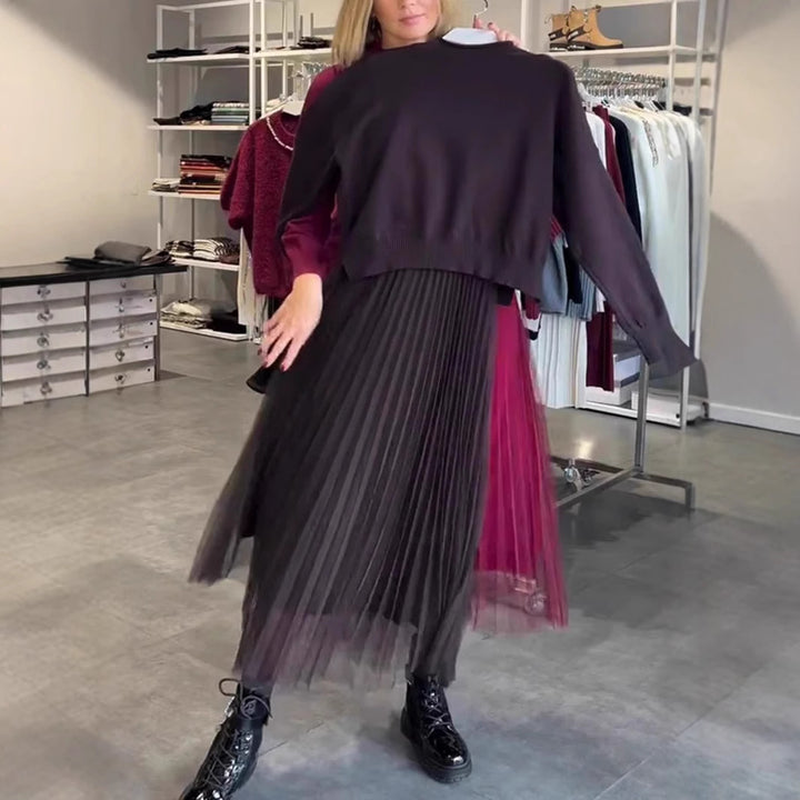 Damer Elegant Fållkjol- och Tröja Set Mirla-Eva Jonsson