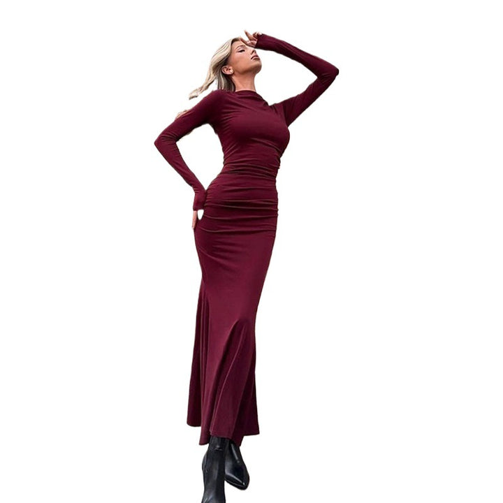 Damer Elegant Figurformad Klänning med Rynkor Mirla-Eva Jonsson