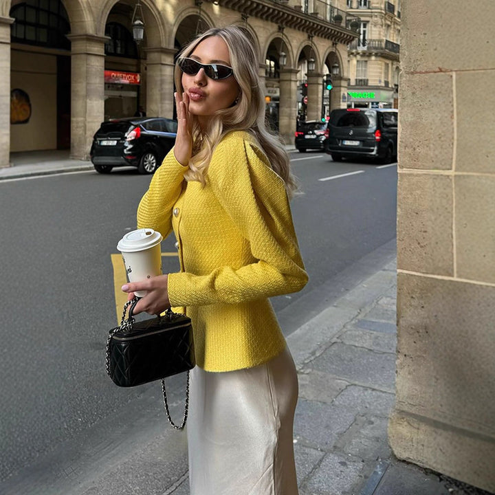 Damer Elegant Figursydd Jacka med Knapppdetalj Mirla-Eva Jonsson